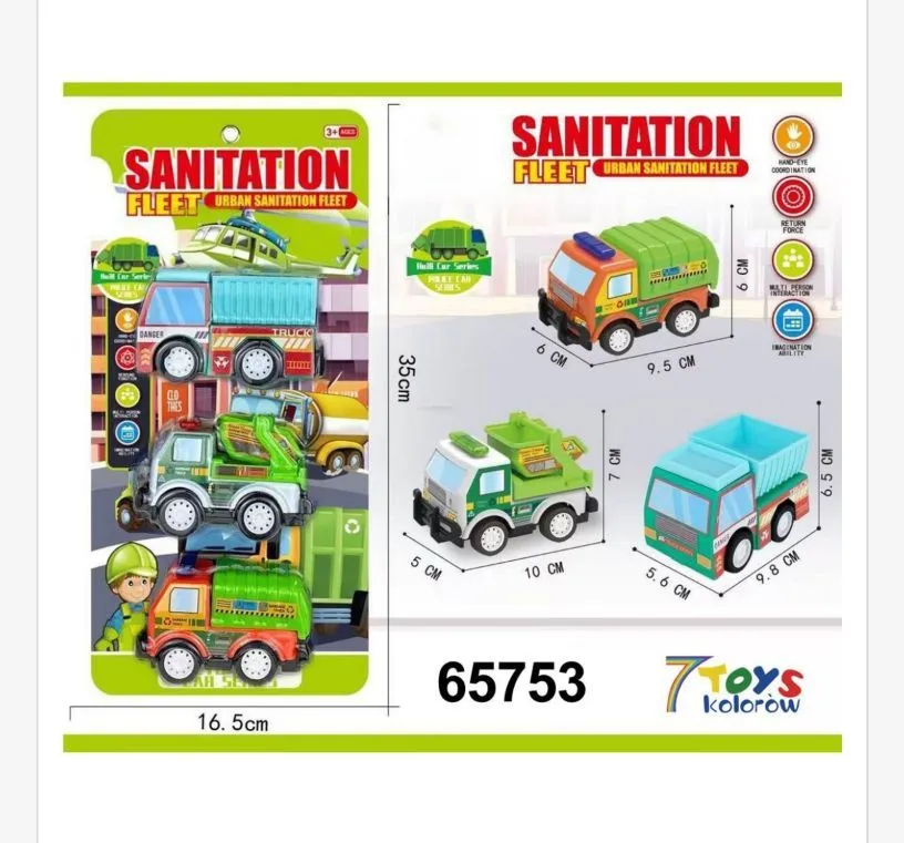 Zabawki Sanitation Fleet Car - zestaw samochodów miejskich