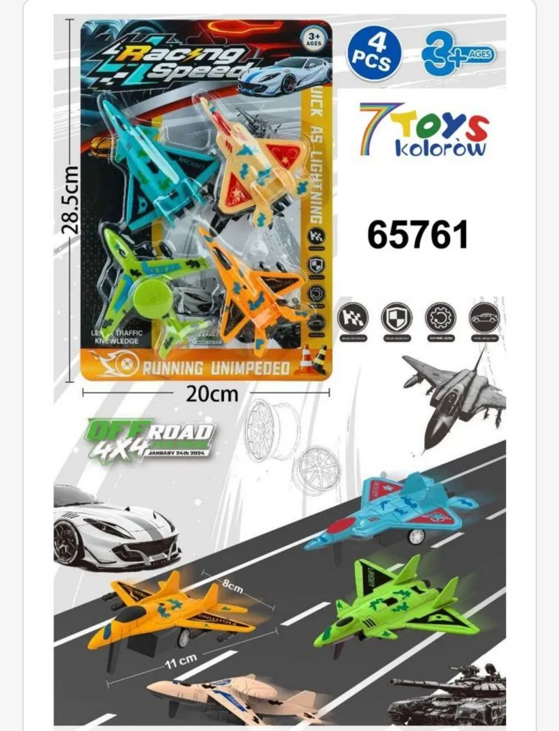 Zabawki Racing Speed Samoloty Świecące 4 szt