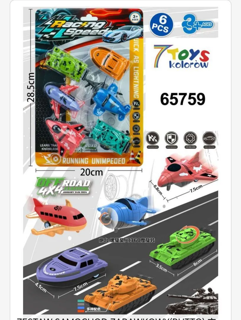 Zabawki Racing Speed zestaw pojazdów 6 szt