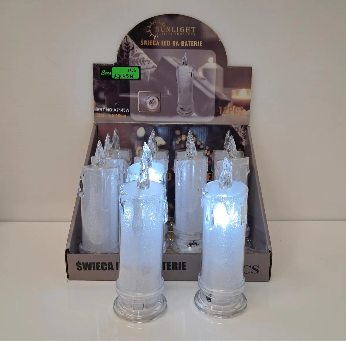Świeczka LED na baterie Sunlight 2xR6 18x6cm