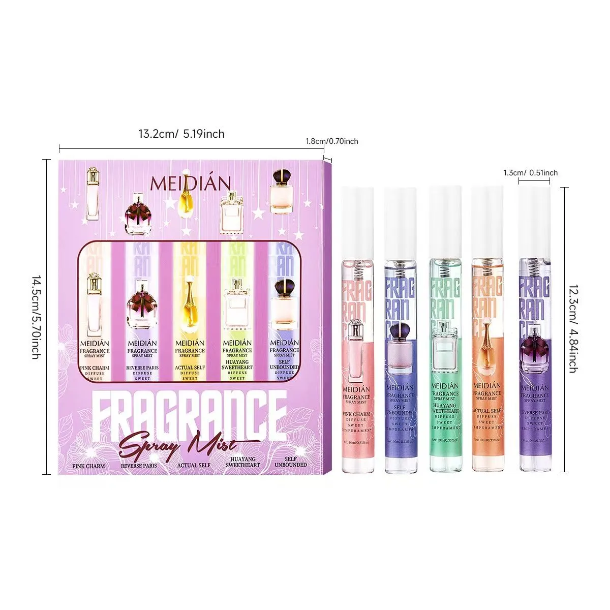 Zestaw Meidian Fragrance Spray Mist 5x10ml