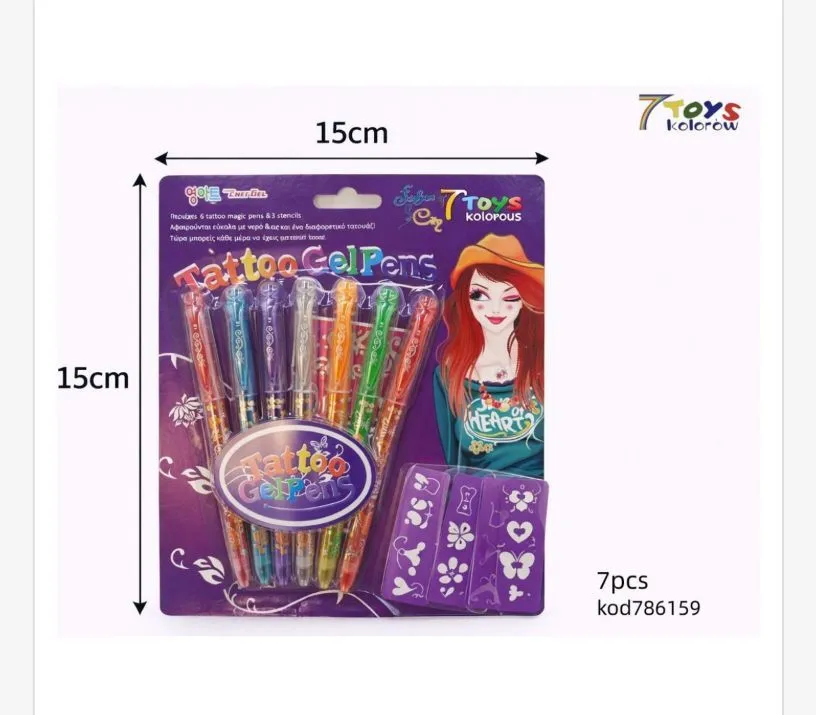 Zestaw 7 długopisów do tatuażu Tattom Pen 15cm