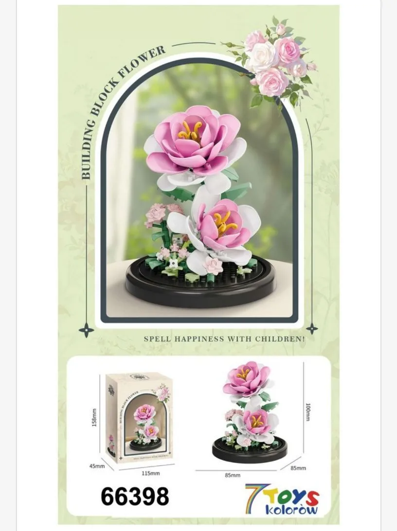 Zabawki Klocki Budowlane Kwiaty Blok Flower 66398