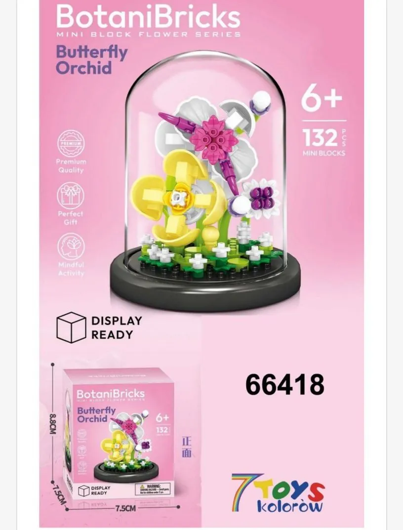 Zestaw klocków BotaniBricks Motyl Orkidea 132 el.