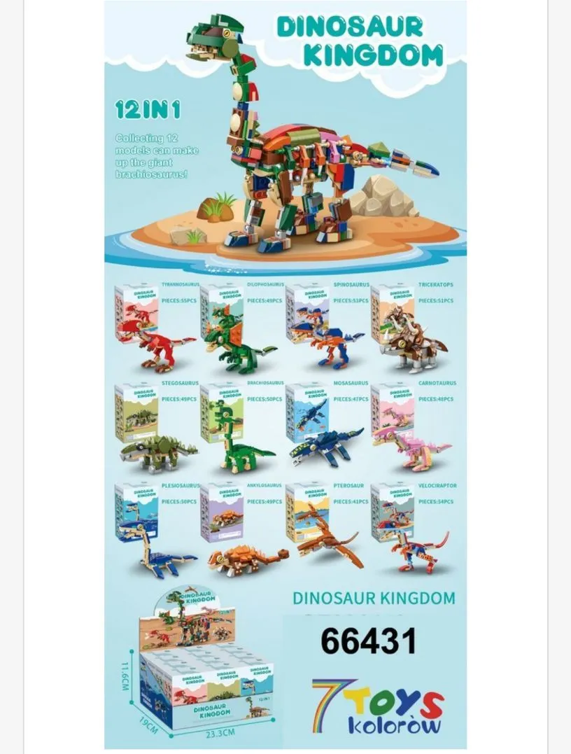 Zabawki Klocki Dinosaur Kingdom 12w1