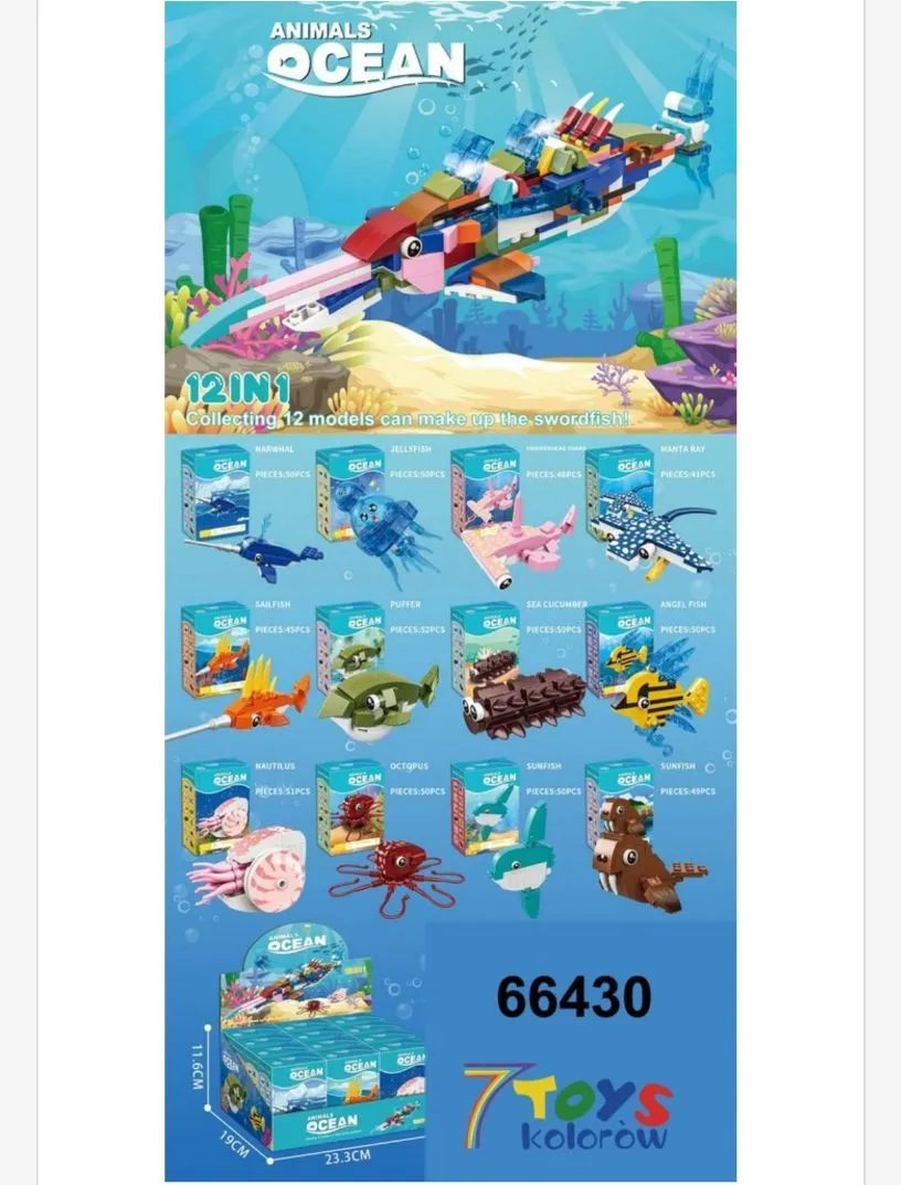 Zestaw klocków Animals Ocean 12w1 66430