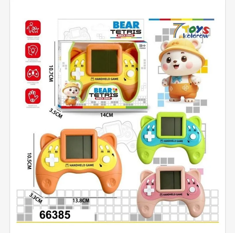 Zabawka Bear Tetris Brick Game Handheld kolorowa