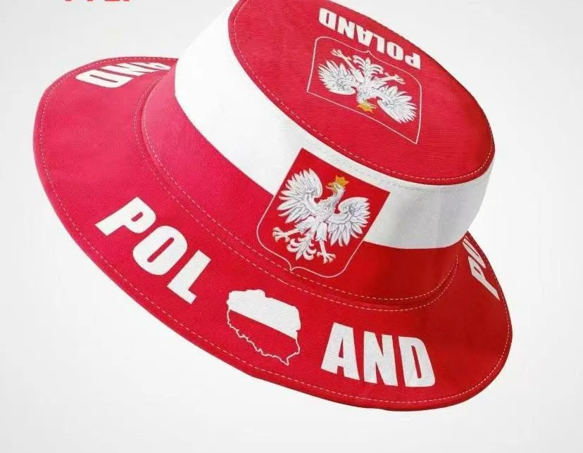 Czapki Poland biało-czerwone z orłem i flagą