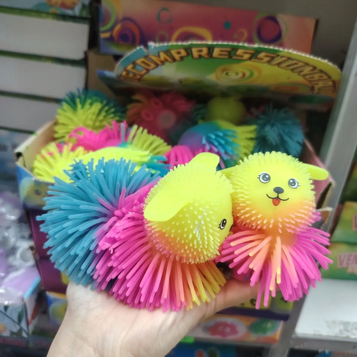 Gniotki Squeeze Toys psy pomponowe wielokolorowe