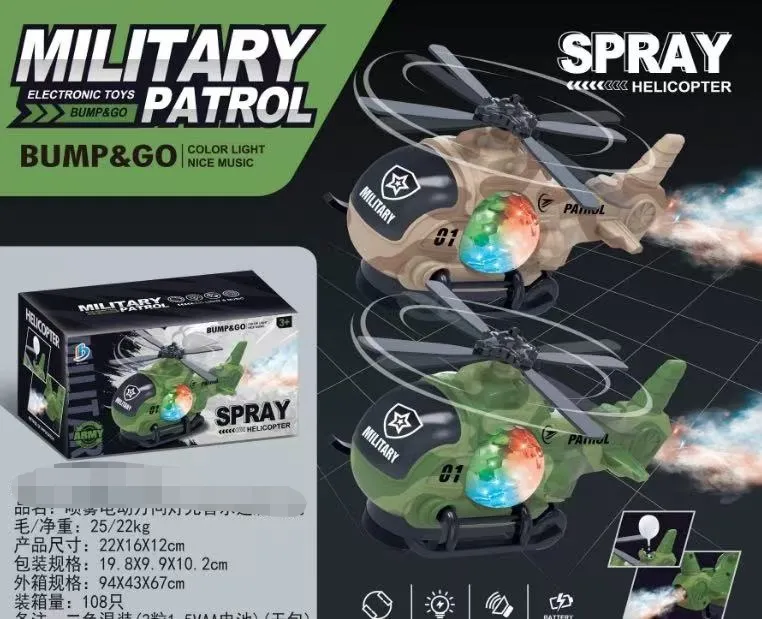 Zabawki Military Patrol Spray Helicopter Bump&Go