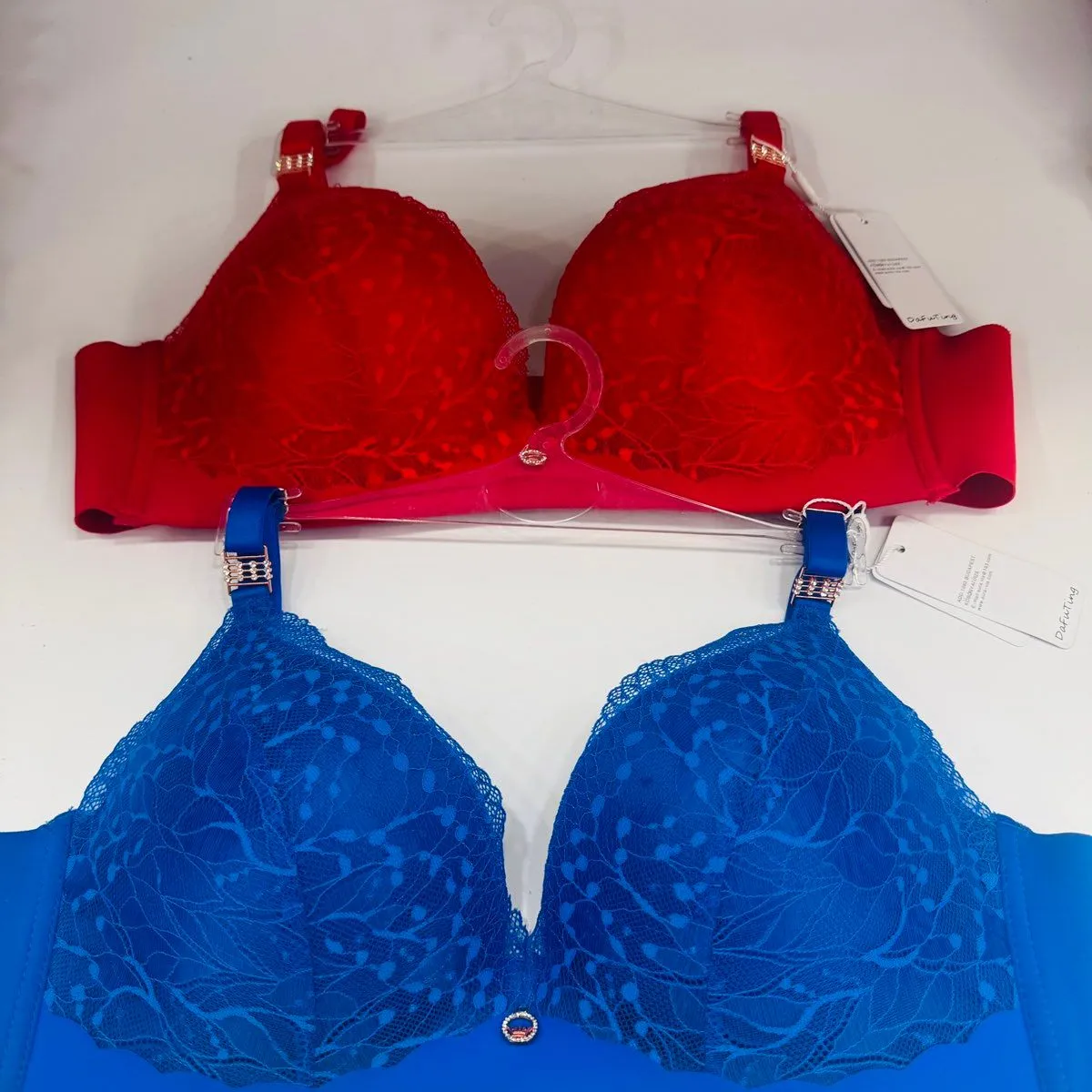 Biustonosz Damski bez Drutu Czerwony i Niebieski