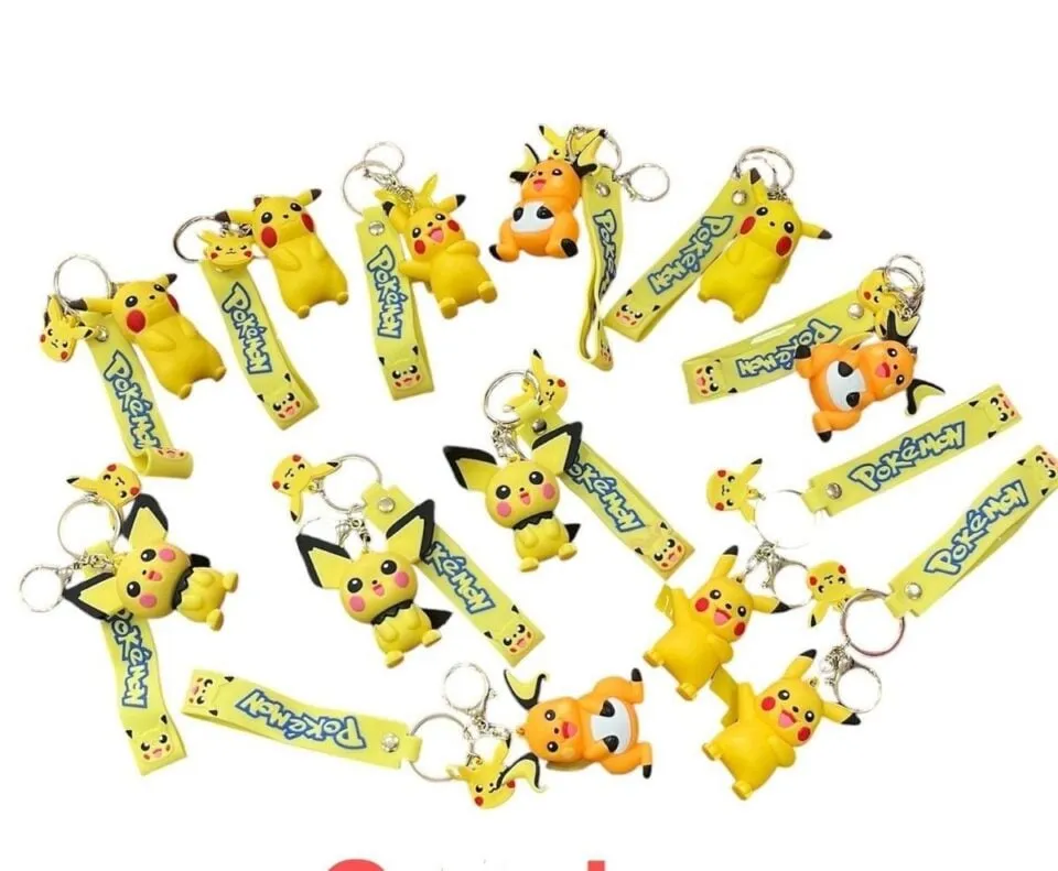 Brelok do Kluczy Pokemon, Figurka 3D z Paskiem, Mix Wzorów, 24 szt.