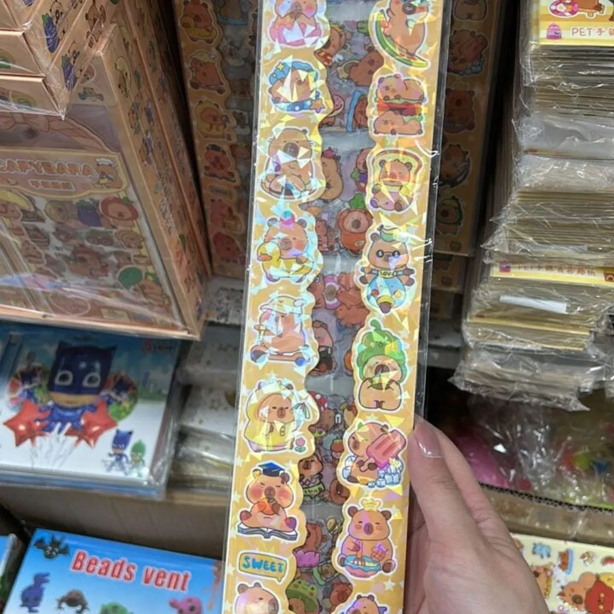 Naklejki Capybara Holograficzne PET 20 szt. Arkusz Dekoracyjny