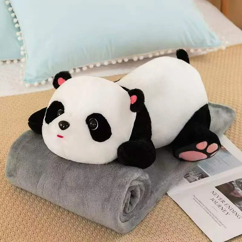Maskotka Panda Pluszowa 2w1 z Kocem Szarym
