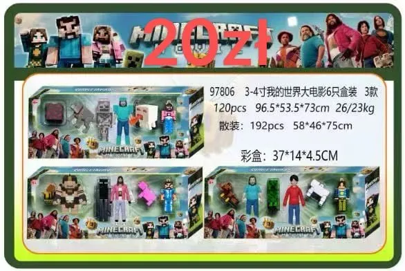 Figurki Minecraft Movie Zestaw 6 szt. - 37x14x4.5cm