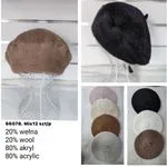 Czapki damskie berety 80% wełna 20% akryl mix 12 szt