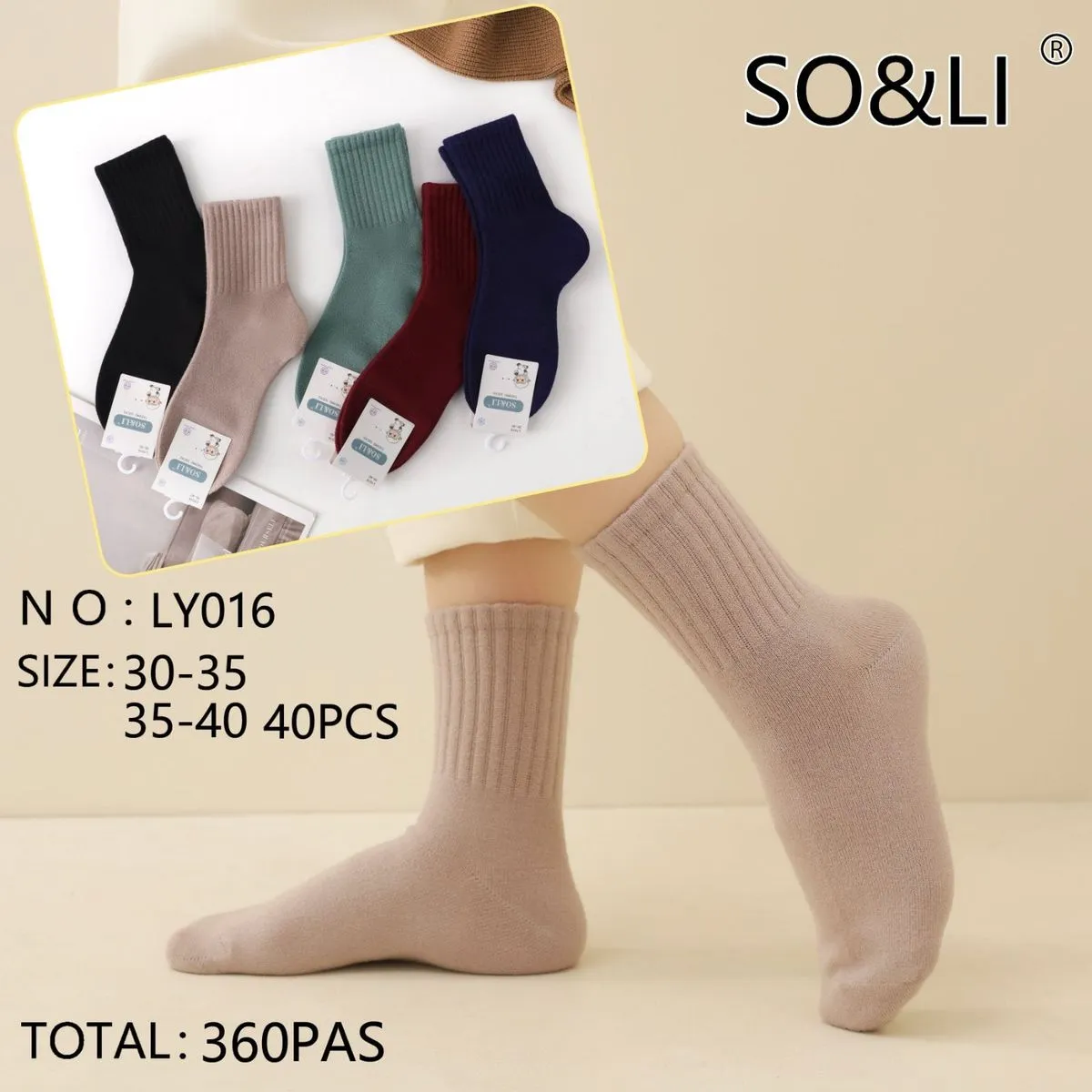 Skarpetki damskie SOS&LI LY016 rozmiar 35-40, 40 szt