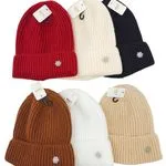 Czapki damskie beanie z ozdobą, mix kolorów