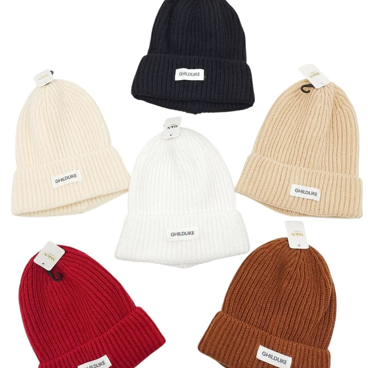Czapki damskie beanie GDARE czarny biały beż czerwony