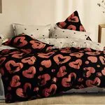 Komplet Pościel Milano 5D 4CZ 200/220 czarno-rdzawy z sercami