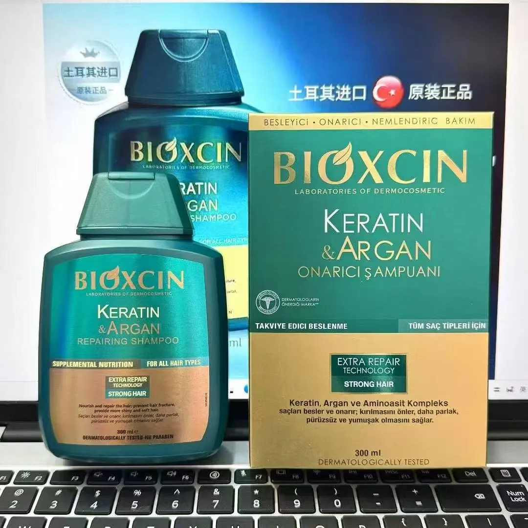 Bioxcin Keratin & Argan Szampon regenerujący 300 ml turkusowy