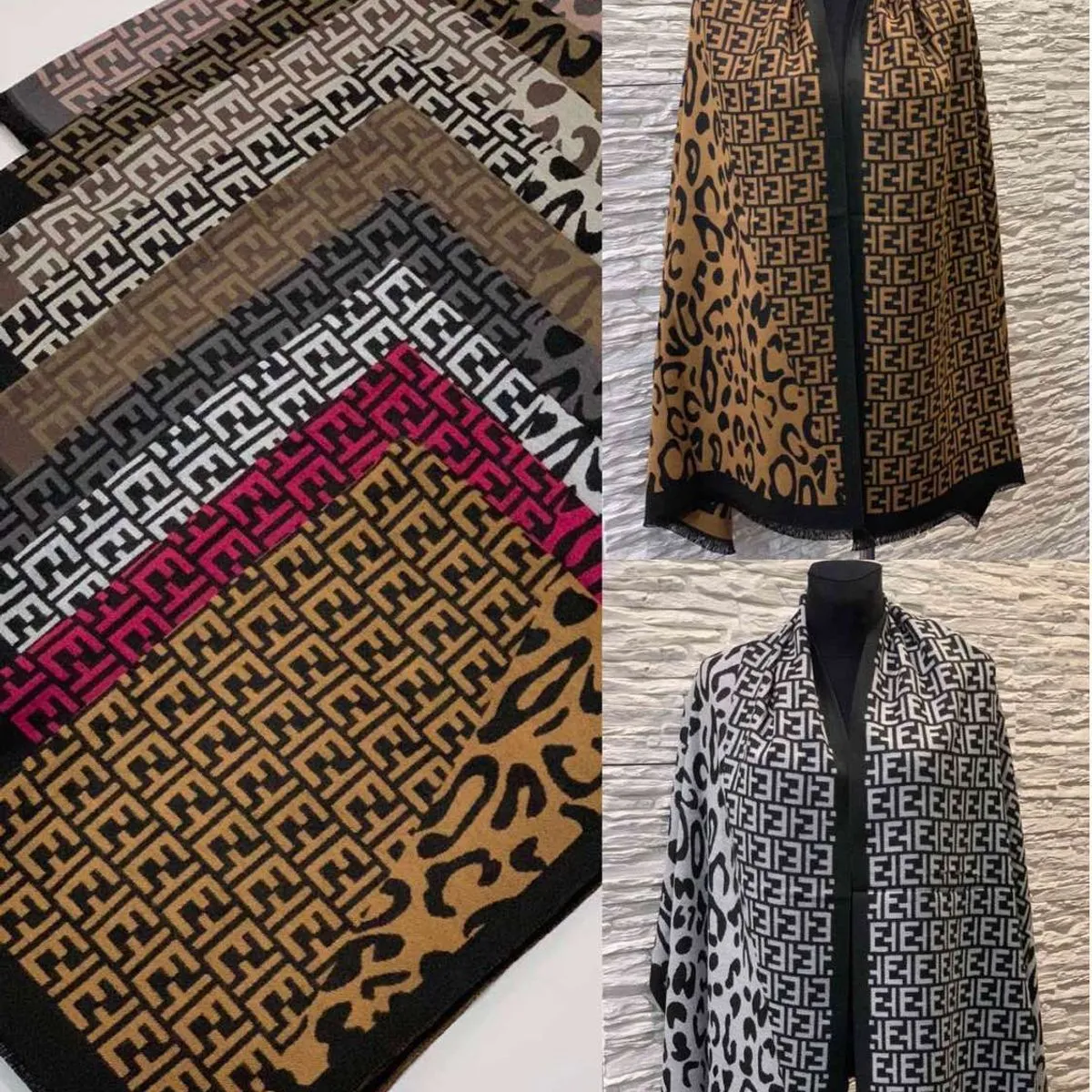 Szaliki damskie wzorzyste viscose cotton, mix 12 szt