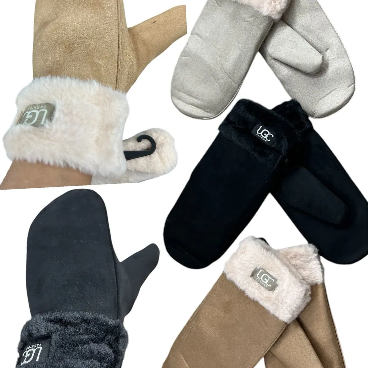 Rękawiczki damskie UGG stylizowane beżowe/czarne/szare GOI/8505