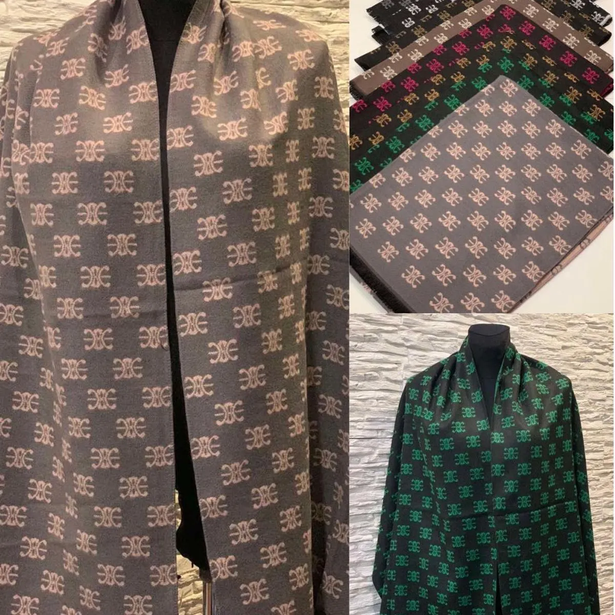 Szaliki damskie mix 12 szt viscose cotton wzór geometryczny