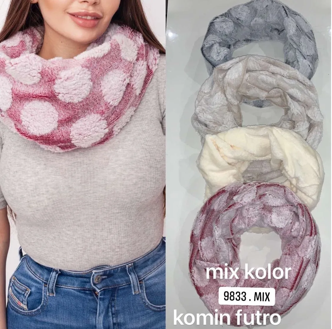 Komin Damski Futerko Mix Kolorów 9833