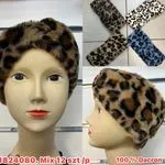Opaski damskie futrzane leopard wzór mix 12 szt