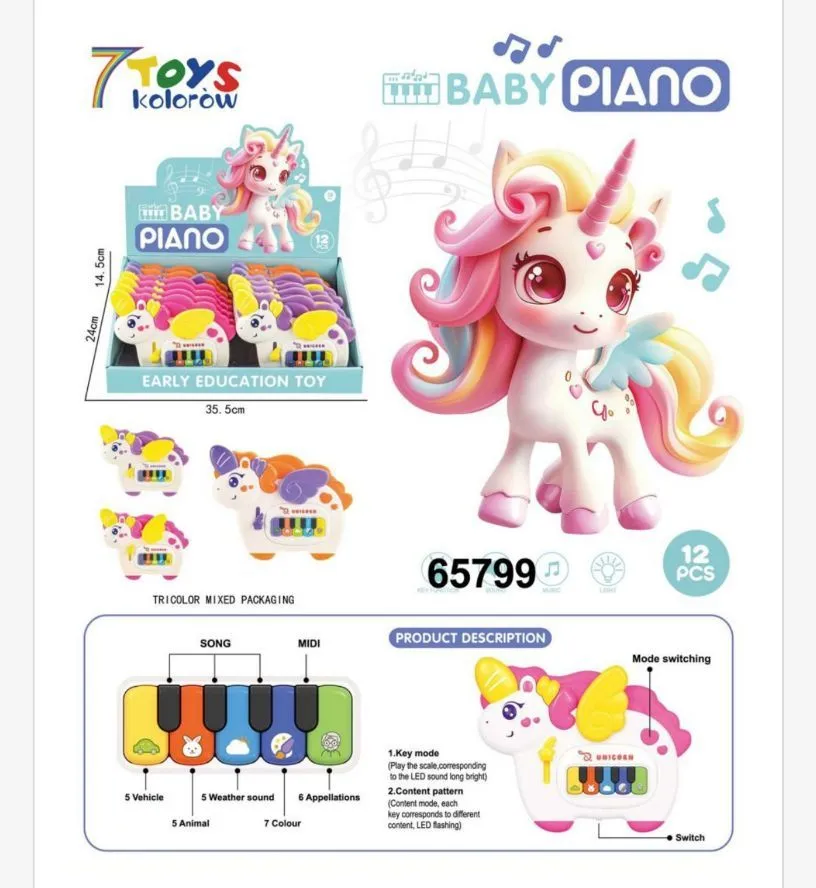 Zabawka Piano Baby Jednorożec 30 cm