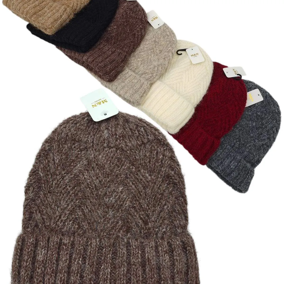 Czapki damskie dzianinowe beanie, 12 szt w opakowaniu