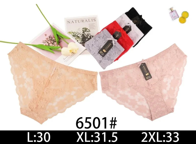 Majtki damskie koronkowe beżowe L:30 XL:31.5 2XL:33 6501#