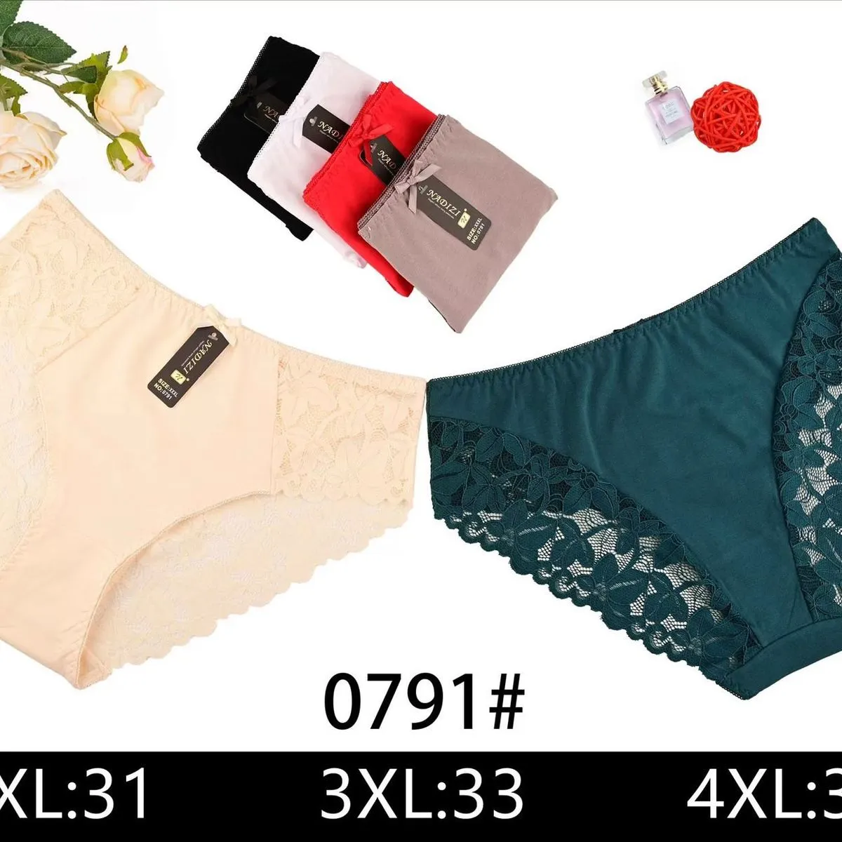 Majtki damskie koronkowe 2XL-4XL, 0791#