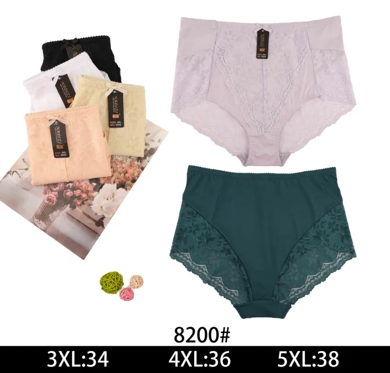 Majtki damskie 3XL-5XL z koronką, 6 szt. zestaw