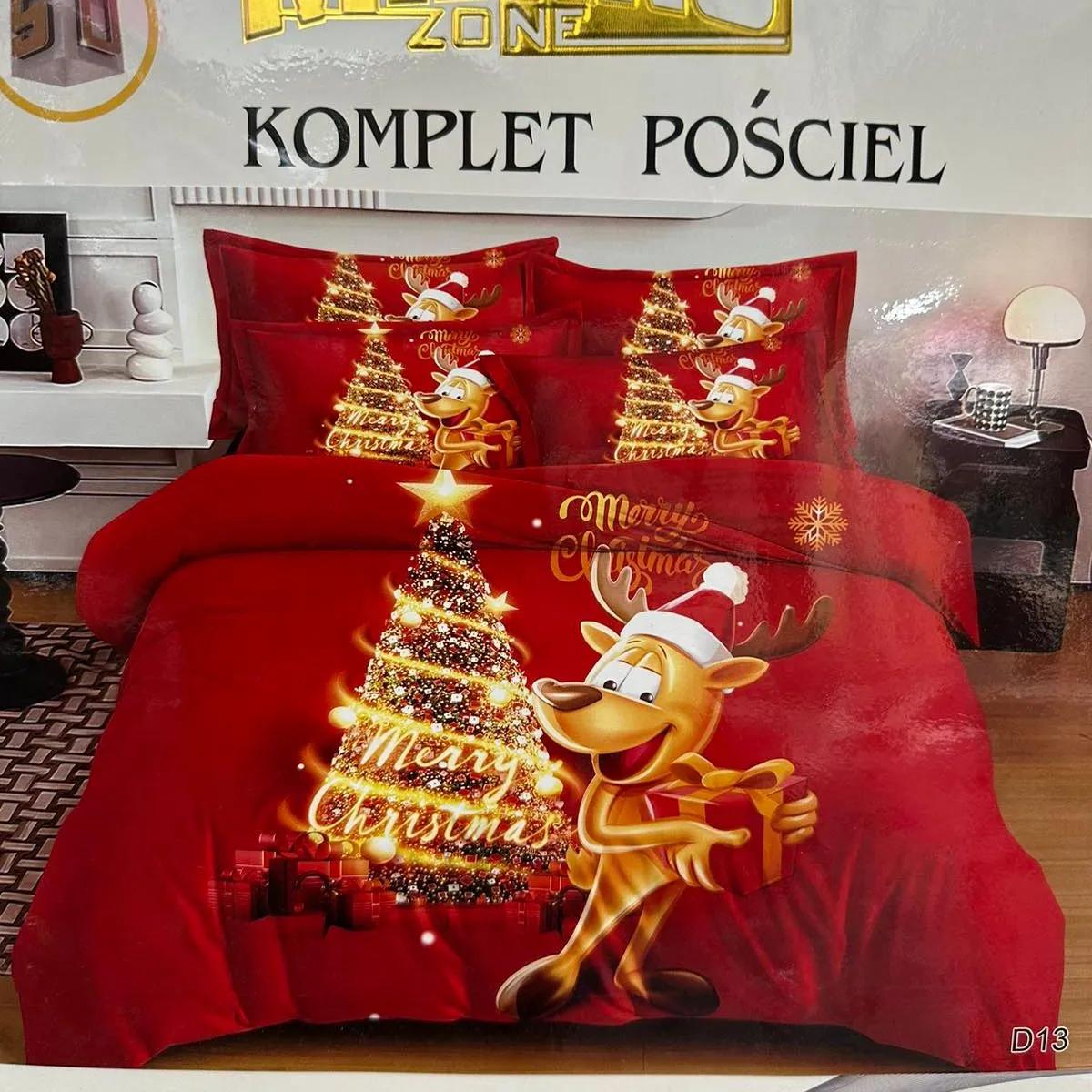 Komplet Pościel Milano 200/220 3cz Świąteczny