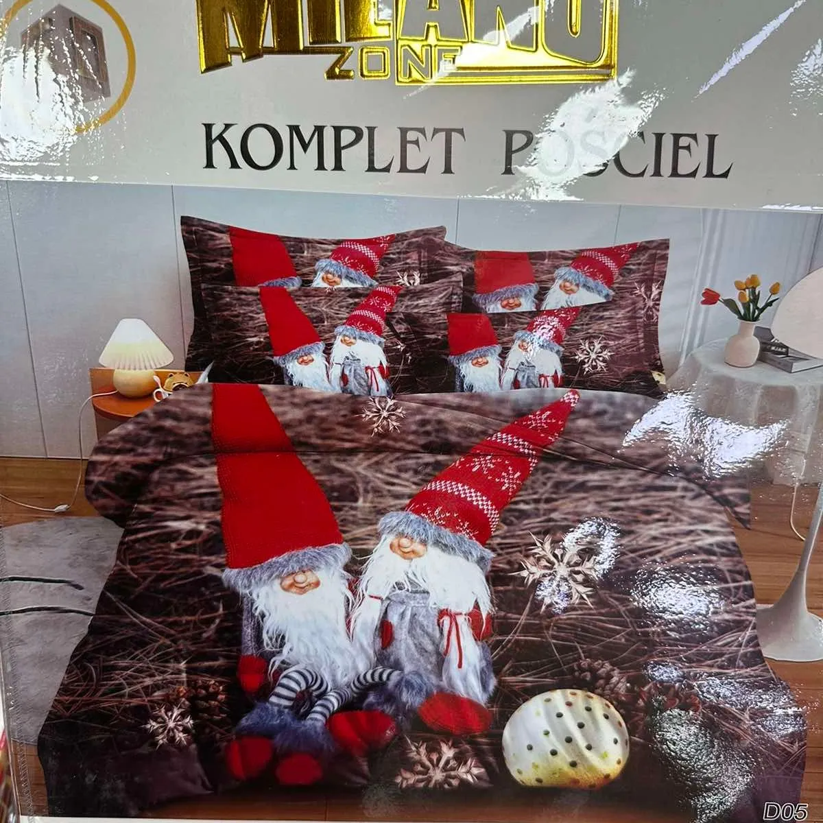 Komplet Pościel Milano 200/220 3cz z motywem gnomów