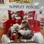 Komplet Pościel 200/220 3cz Milano Gnomy Świąteczne