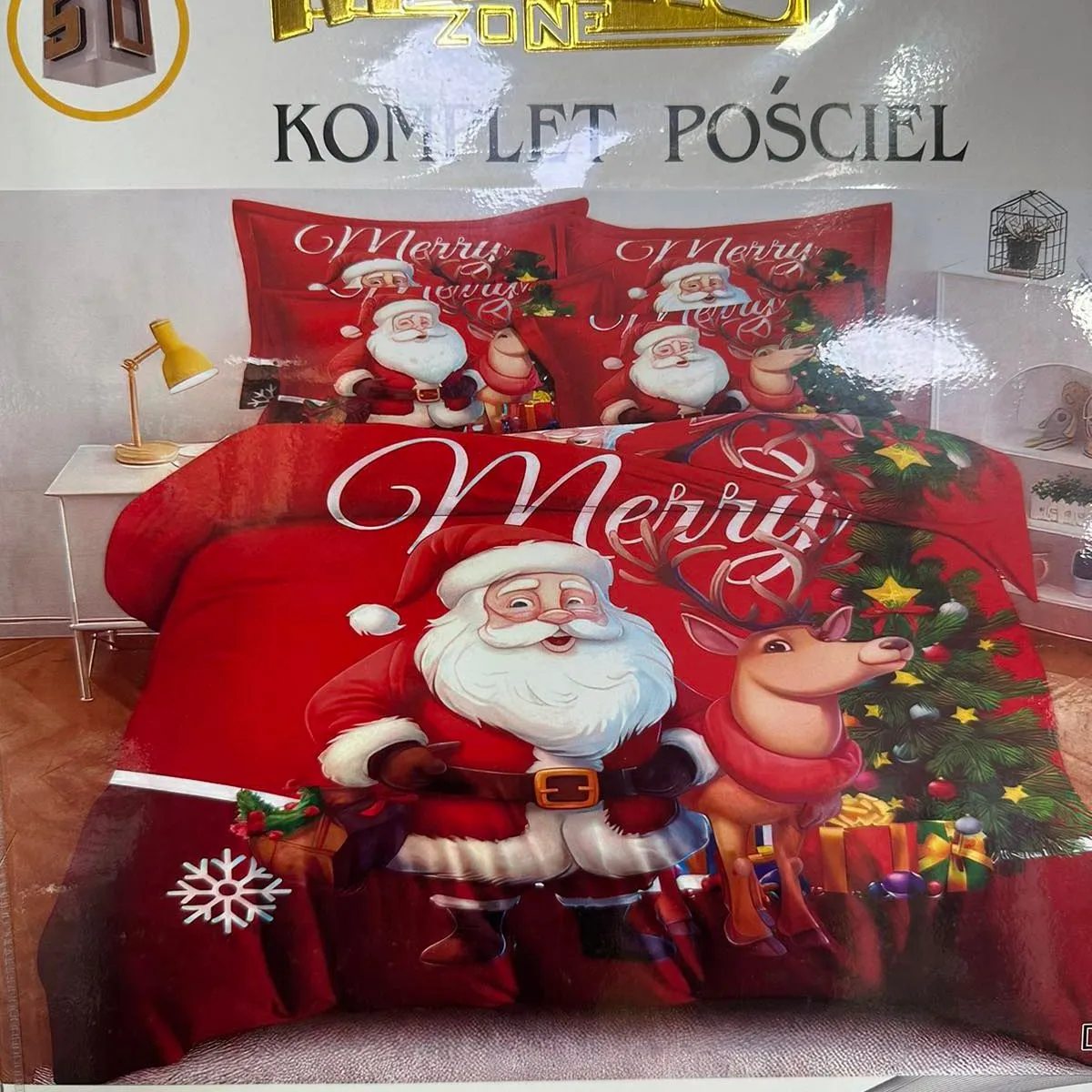 Komplet Pościel Milano 200/220 3cz Święta Merry Christmas