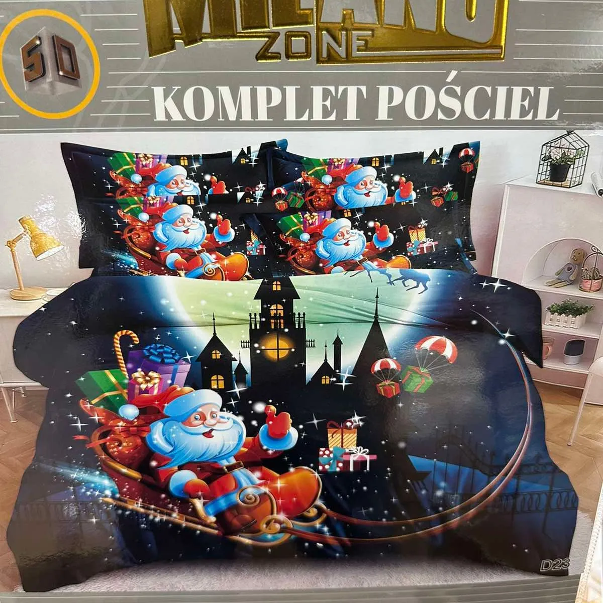 Komplet pościeli 160/200 Milano 3D Santa Claus