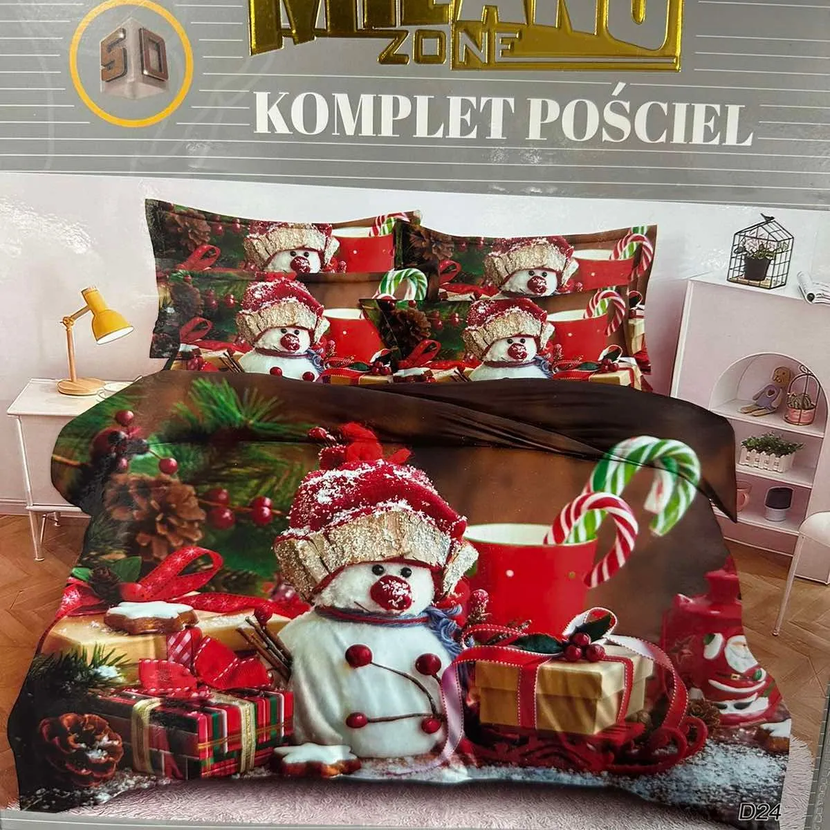 Komplet Pościeli 160/200 Milano Zone Śnieg Świąteczny