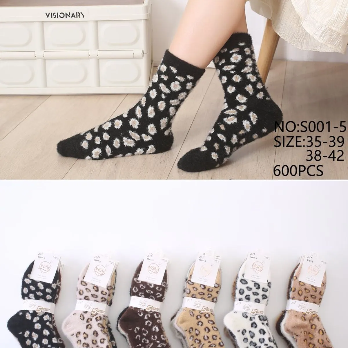 Skarpetki damskie Yang's Socks NO-501-35/39 wzór kwiatowy