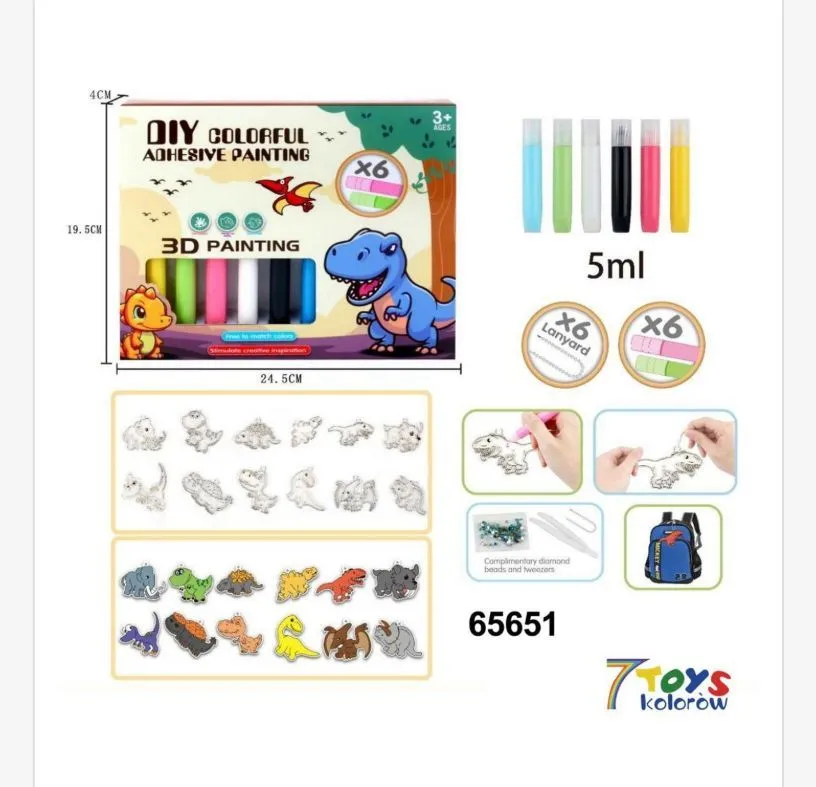 Zestaw DIY Colorful Adhesive Painting Dinozaury 15x24cm