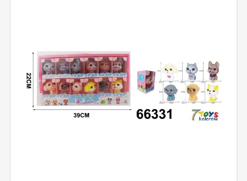 Mini figurki zwierząt gumowych 12 szt 39cm 66331