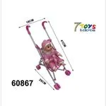 Zabawka Lalka w wózku różowa 18cm z 7Toys
