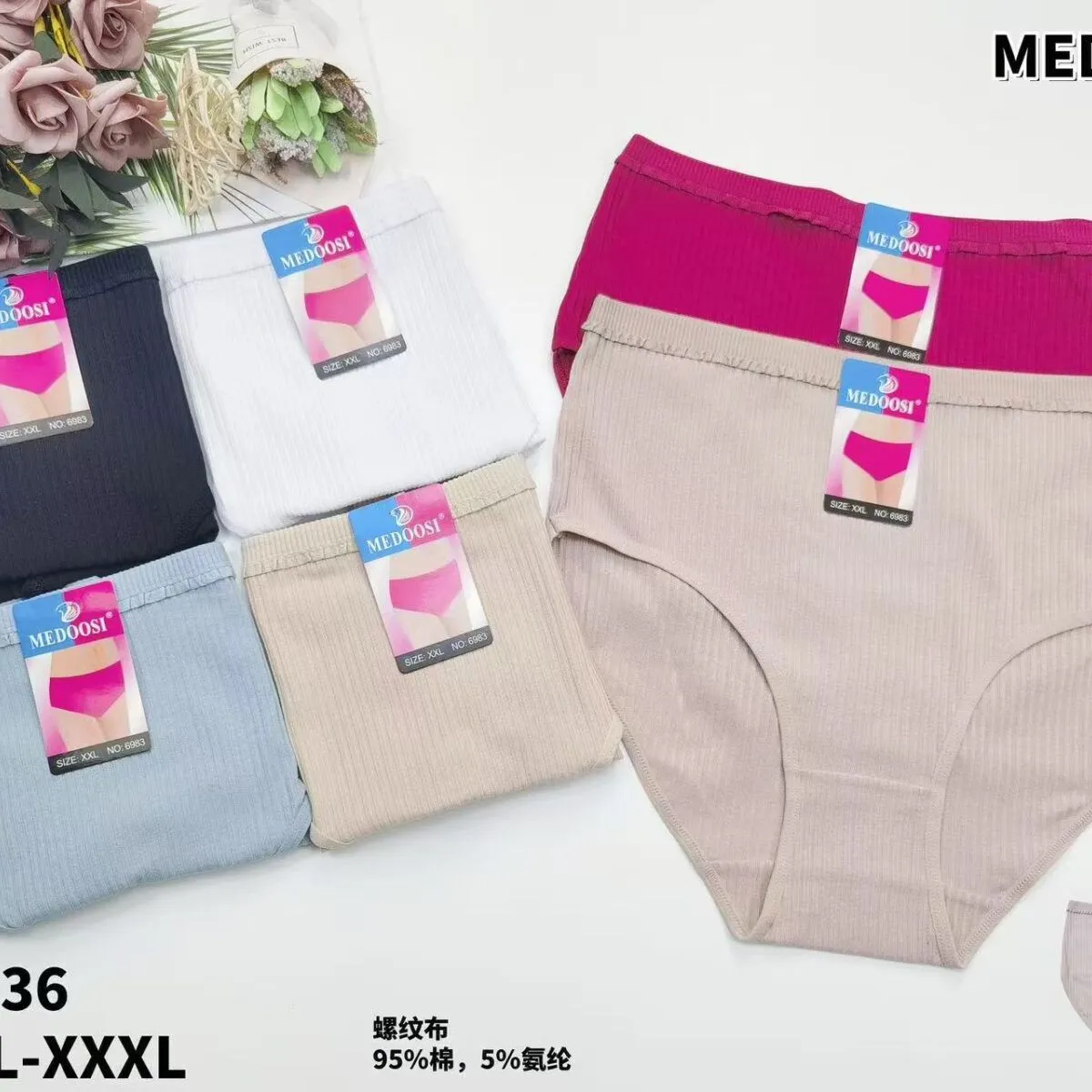 Majtki damskie MEDOO 95% bawełna XL-XXL-XXXL 6 szt
