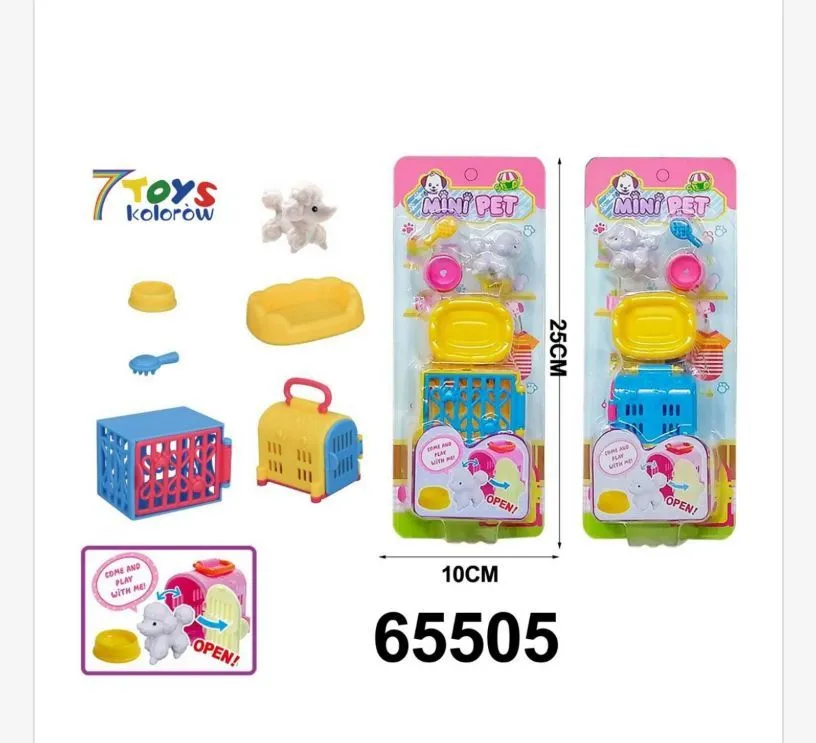 Zabawka Mini Pet Zestaw z Klatką 10cm 7Kolorów