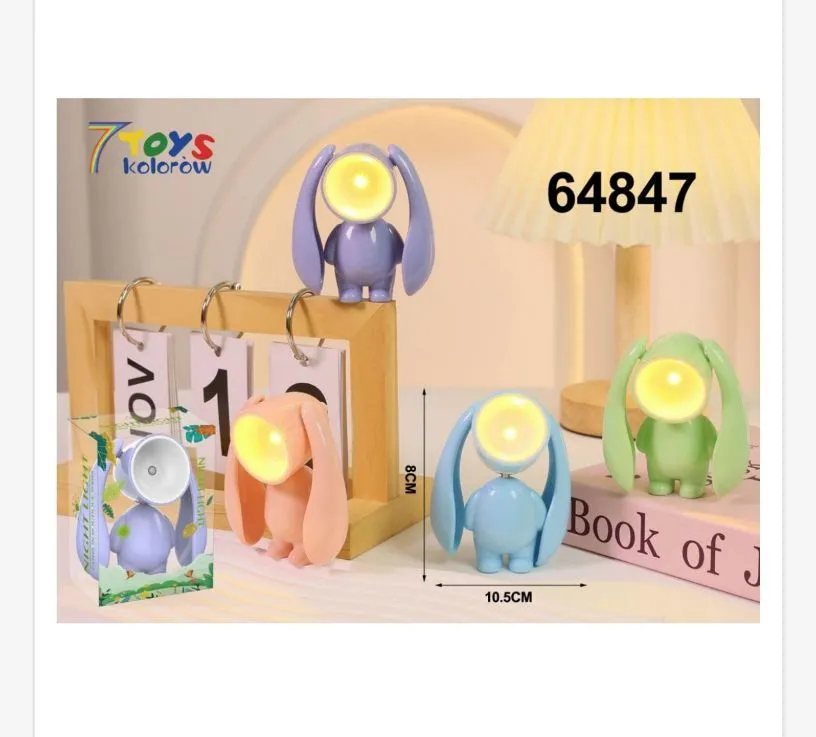 Lampki nocne LED króliczki kolorowe 10 cm