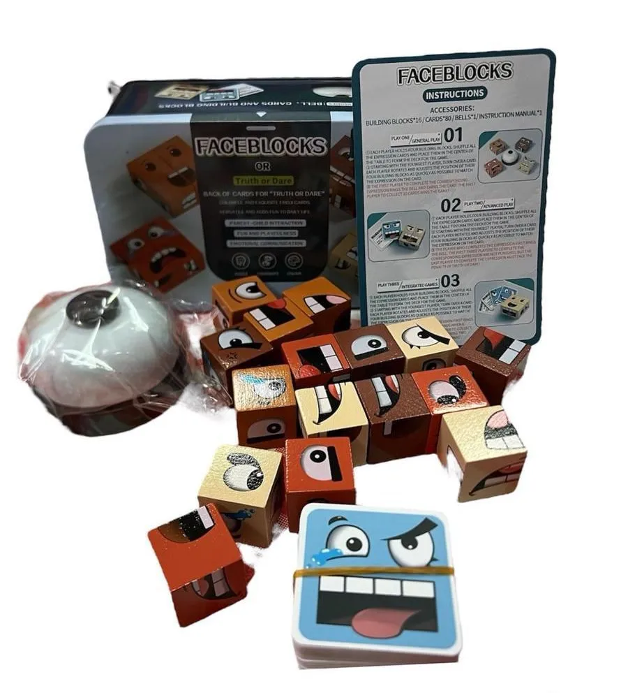 Zabawki Faceblocks - klocki drewniane z emotikonami