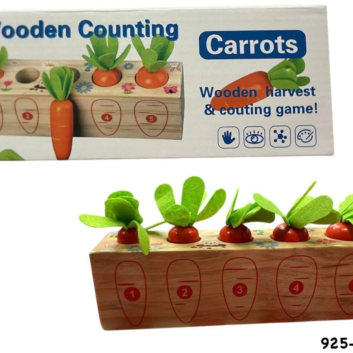 Drewniana gra licząca marchewki Wooden Counting Carrots